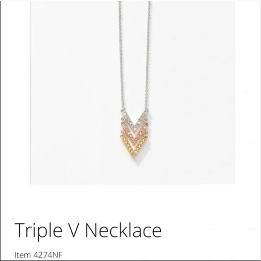 Touchstone Crystal Triple V necklace NWOT - Picture 2 of 4